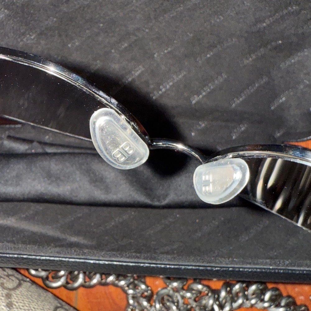 Balenciaga Silver Frame Sunglasses with Blue Lenses - Picture 5 of 7
